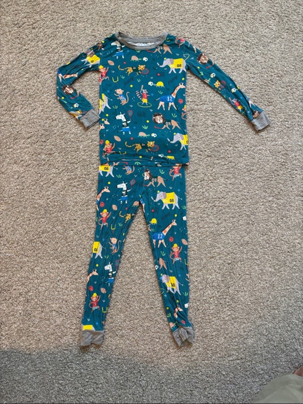 Little Sleepies Teal Animal & Sport Print Pajama Set